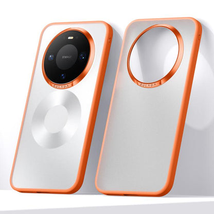 Matte shockproof phone case, orange, front and back openings for camera and flash