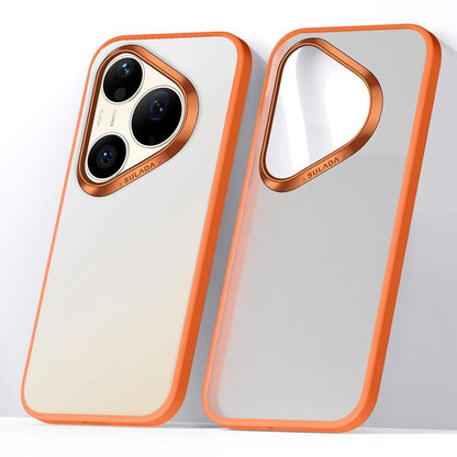 Matte shockproof phone cases, orange, back with dual camera cutout and raised rim