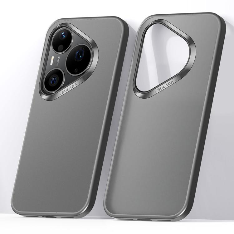 Matte shockproof phone cases, grey, back view with camera cutout and raised edge