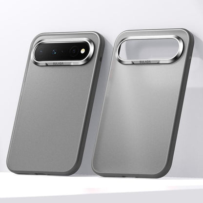 Matte shockproof phone cases, grey, dual camera cutout with protective raised rim