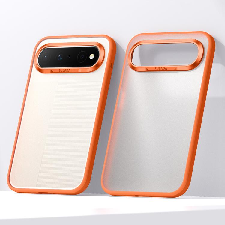 Matte shockproof phone cases, orange, dual camera cutout and raised screen lip