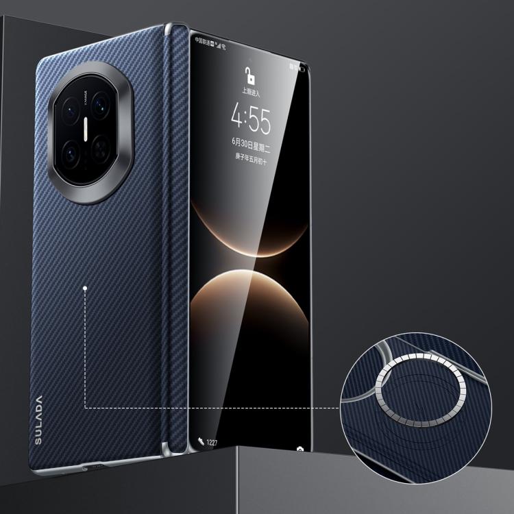 Blue carbon-textured phone case with camera cutout and protective raised lip