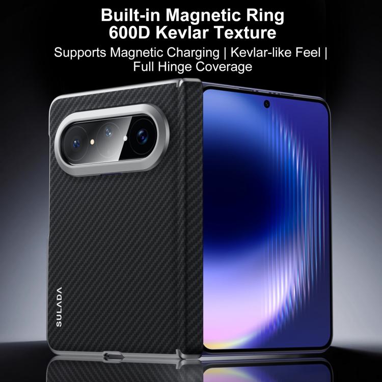Black Kevlar-textured phone case with camera cutout and protective raised edge, front view