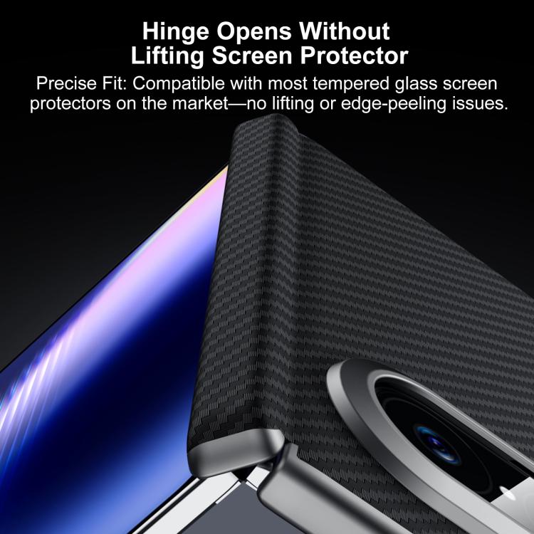 Black Kevlar-textured phone case corner with camera bezel opening and raised camera rim