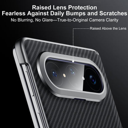 Black Kevlar-textured phone case with raised lens bezel and camera window