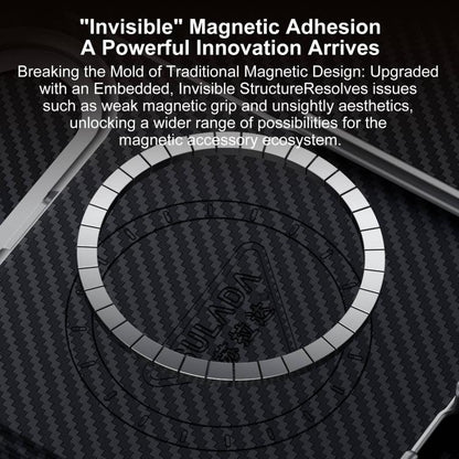 Embedded magnetic ring detail on black Kevlar-textured phone case
