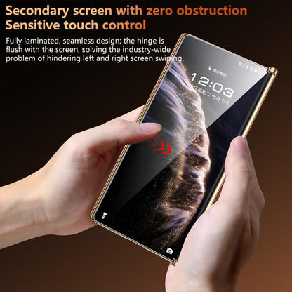 SULADA Electroplated Frame Dual-Axis Magnetic Genuine Leather Phone Case, For Huawei Mate XT / Mate XTs, For Huawei Mate X6, For Huawei Mate X5 / Mate X3