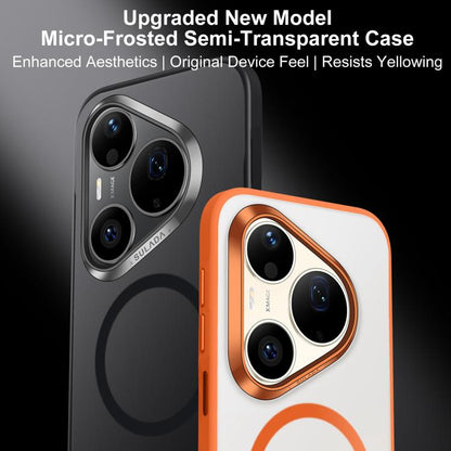 MagSafe phone case set, dark and orange semi-transparent frosted backs with MagSafe ring