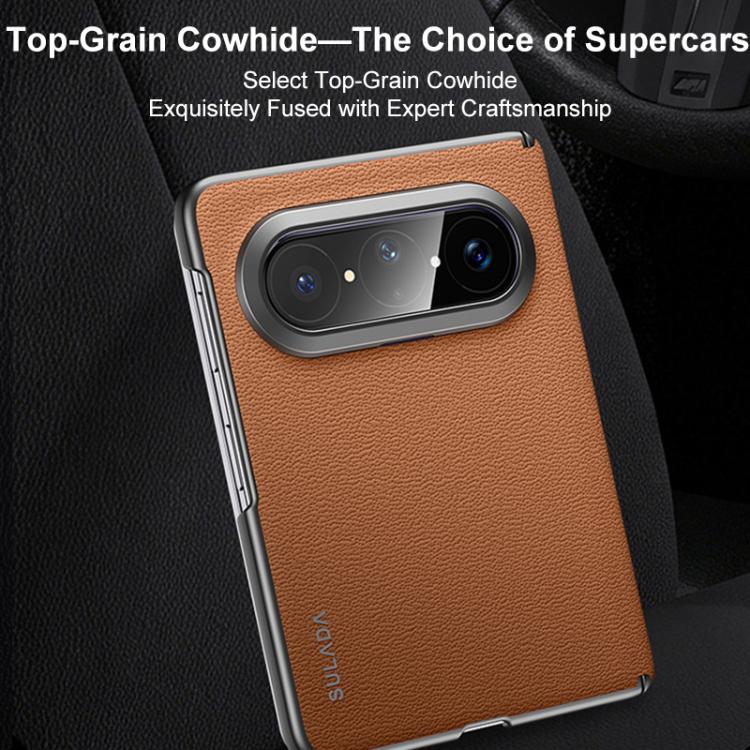 SULADA Frameless Top Layer Cowhide Leather Hybrid PC Phone Case, For Huawei Pura X Max, For Huawei Mate X7