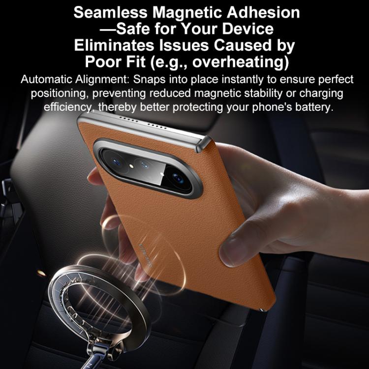 SULADA Frameless Top Layer Cowhide Leather Hybrid PC Phone Case, For Huawei Pura X Max, For Huawei Mate X7