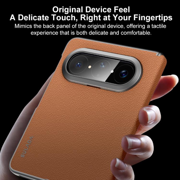 SULADA Frameless Top Layer Cowhide Leather Hybrid PC Phone Case, For Huawei Pura X Max, For Huawei Mate X7