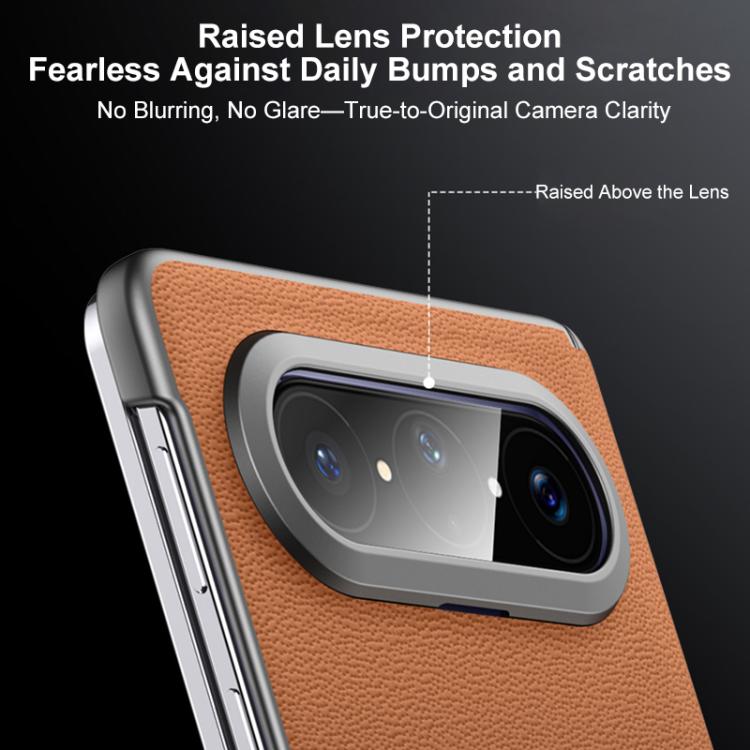 SULADA Frameless Top Layer Cowhide Leather Hybrid PC Phone Case, For Huawei Pura X Max, For Huawei Mate X7