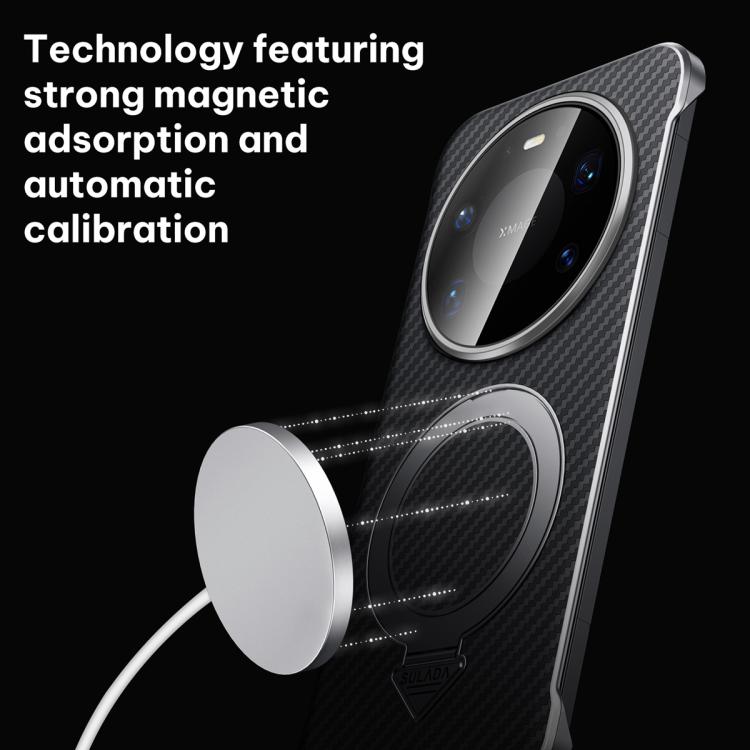 Black Kevlar-textured phone case with magnetic disk and ring holder
