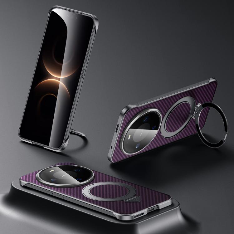 SULADA Kevlar-texture MagSafe phone case, purple carbon-fiber with camera cutouts