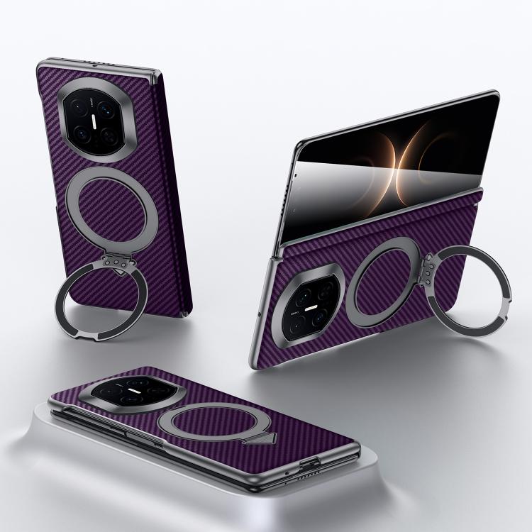 Purple Kevlar-texture MagSafe phone case with magnetic ring and camera cutout