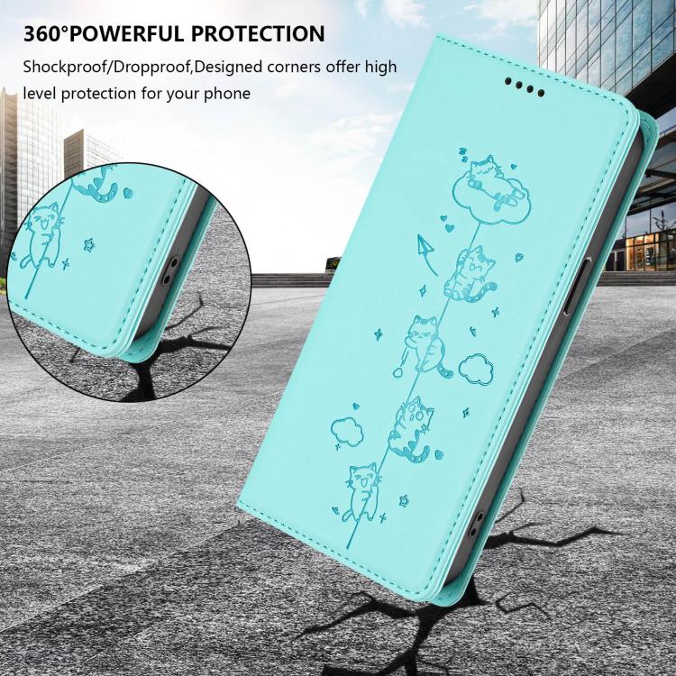 Cute Cats Embossed Magnetic RFID Vegan Leather Phone Case, For Asus Zenfone 12 Ultra, For Asus ROG Phone 9 / Phone 9 Pro, For Asus Zenfone 11 Ultra, For Asus ROG Phone 8 / Phone 8 Pro