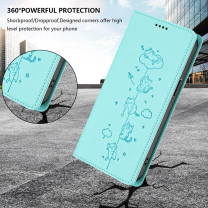Cute Cats Embossed Magnetic RFID Vegan Leather Phone Case, For Asus Zenfone 12 Ultra, For Asus ROG Phone 9 / Phone 9 Pro, For Asus Zenfone 11 Ultra, For Asus ROG Phone 8 / Phone 8 Pro