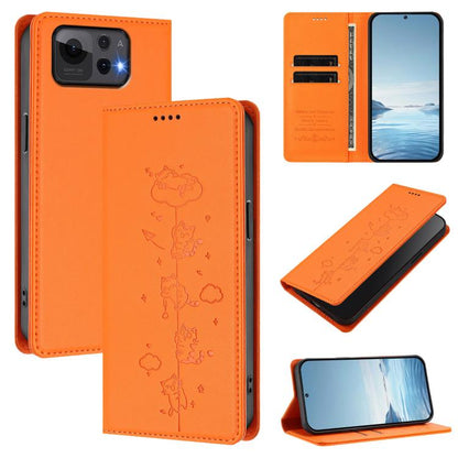 Cute Cats Embossed Magnetic RFID Vegan Leather Phone Case, For Asus Zenfone 12 Ultra, For Asus ROG Phone 9 / Phone 9 Pro, For Asus Zenfone 11 Ultra, For Asus ROG Phone 8 / Phone 8 Pro