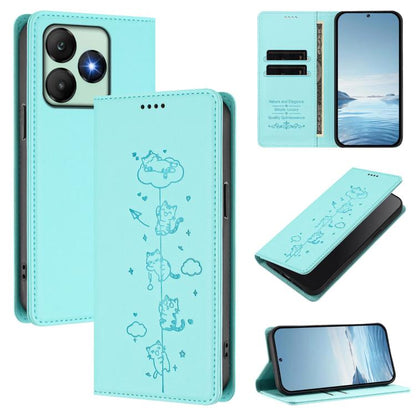Cute Cats Embossed Magnetic RFID Vegan Leather Phone Case, For Wiko T60 / Cubot P80, For Wiko T20