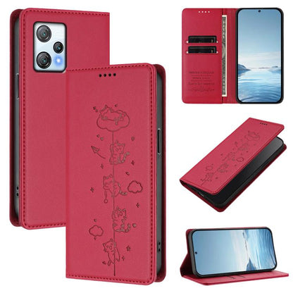 Cute Cats Embossed Magnetic RFID Vegan Leather Phone Case, For Blackview Oscal Flat 1C, For Blackview Wave 6C, For Blackview Shark 8 / Oscal Tiger 12, For Blackview A52 / A52 Pro, For Blackview A53