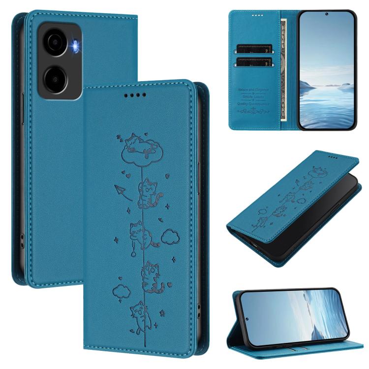 Cute Cats Embossed Magnetic RFID Vegan Leather Phone Case, For Cricket Icon 2026 / AT&T Propel 3 5G, For Cricket Icon Pro 2026, For Cricket Icon Plus 2026 / Icon 7 5G, For Cricket Magic 2 5G / AT&T Propel 2 5G, For Cricket Debut S3                     ...