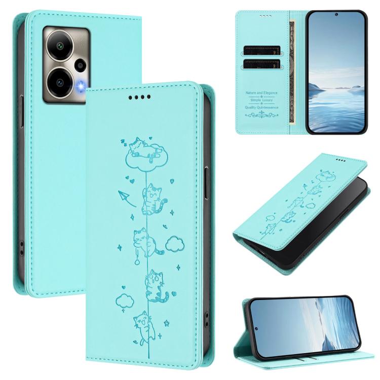 Cute Cats Embossed Magnetic RFID Vegan Leather Phone Case, For Cricket Icon 2026 / AT&T Propel 3 5G, For Cricket Icon Pro 2026, For Cricket Icon Plus 2026 / Icon 7 5G, For Cricket Magic 2 5G / AT&T Propel 2 5G, For Cricket Debut S3                     ...