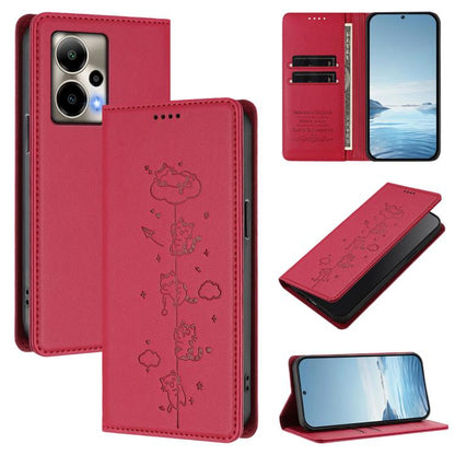 Cute Cats Embossed Magnetic RFID Vegan Leather Phone Case, For Cricket Icon 2026 / AT&T Propel 3 5G, For Cricket Icon Pro 2026, For Cricket Icon Plus 2026 / Icon 7 5G, For Cricket Magic 2 5G / AT&T Propel 2 5G, For Cricket Debut S3                     ...