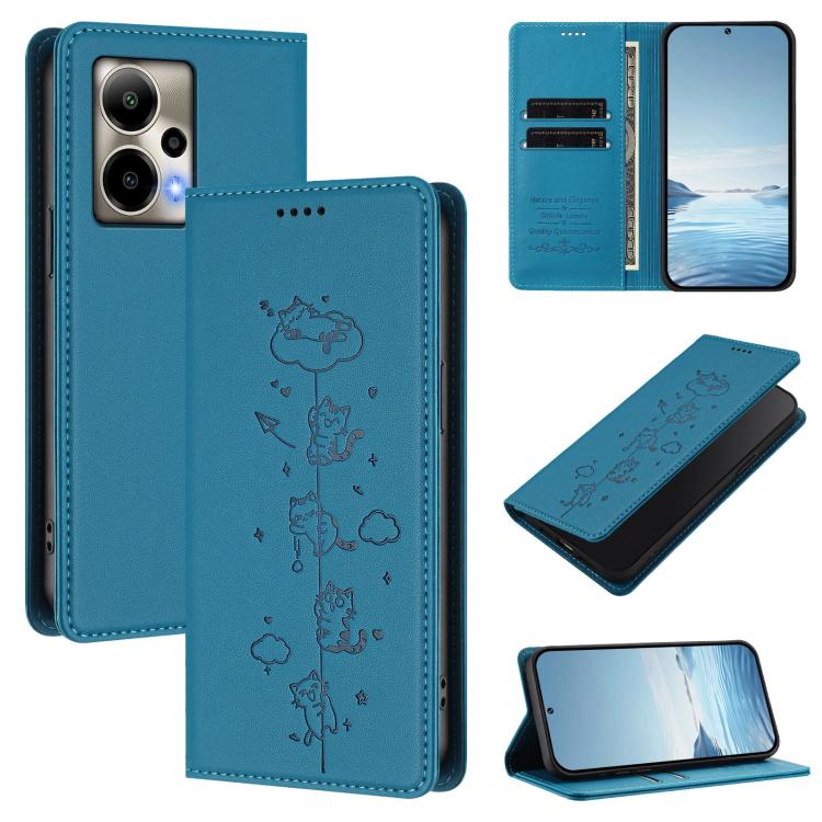 Cute Cats Embossed Magnetic RFID Vegan Leather Phone Case, For Cricket Icon 2026 / AT&T Propel 3 5G, For Cricket Icon Pro 2026, For Cricket Icon Plus 2026 / Icon 7 5G, For Cricket Magic 2 5G / AT&T Propel 2 5G, For Cricket Debut S3                     ...