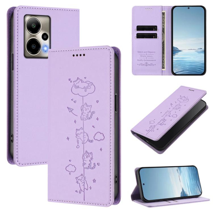 Cute Cats Embossed Magnetic RFID Vegan Leather Phone Case, For Cricket Icon 2026 / AT&T Propel 3 5G, For Cricket Icon Pro 2026, For Cricket Icon Plus 2026 / Icon 7 5G, For Cricket Magic 2 5G / AT&T Propel 2 5G, For Cricket Debut S3                     ...