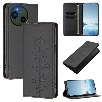 Cute Cats Embossed Magnetic RFID Vegan Leather Phone Case, For Sharp Aquos wish6, For Sharp Aquos R11, For Sharp Aquos Sense10 / Sense9, For Sharp Aquos R10, For Sharp Aquos Wish5, For Sharp Basio Active3, For Sharp Aquos Sense9 Plus                   ...
