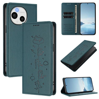 Cute Cats Embossed Magnetic RFID Vegan Leather Phone Case, For Sharp Aquos wish6, For Sharp Aquos R11, For Sharp Aquos Sense10 / Sense9, For Sharp Aquos R10, For Sharp Aquos Wish5, For Sharp Basio Active3, For Sharp Aquos Sense9 Plus                   ...