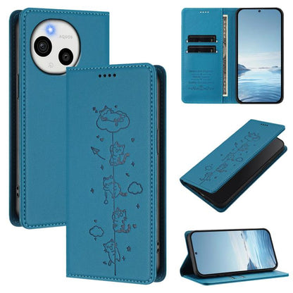 Cute Cats Embossed Magnetic RFID Vegan Leather Phone Case, For Sharp Aquos wish6, For Sharp Aquos R11, For Sharp Aquos Sense10 / Sense9, For Sharp Aquos R10, For Sharp Aquos Wish5, For Sharp Basio Active3, For Sharp Aquos Sense9 Plus                   ...