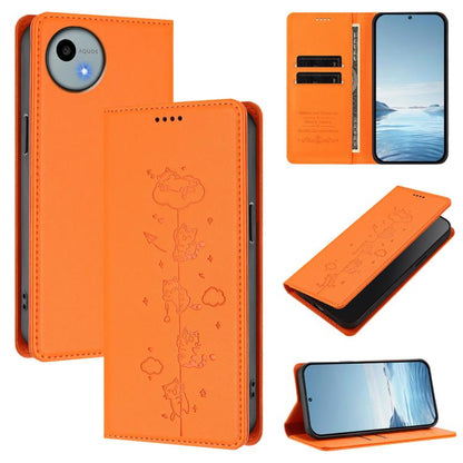 Cute Cats Embossed Magnetic RFID Vegan Leather Phone Case, For Sharp Aquos wish6, For Sharp Aquos R11, For Sharp Aquos Sense10 / Sense9, For Sharp Aquos R10, For Sharp Aquos Wish5, For Sharp Basio Active3, For Sharp Aquos Sense9 Plus                   ...