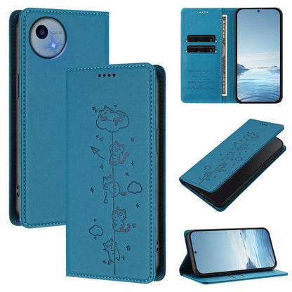 Cute Cats Embossed Magnetic RFID Vegan Leather Phone Case, For Sharp Aquos wish6, For Sharp Aquos R11, For Sharp Aquos Sense10 / Sense9, For Sharp Aquos R10, For Sharp Aquos Wish5, For Sharp Basio Active3, For Sharp Aquos Sense9 Plus                   ...