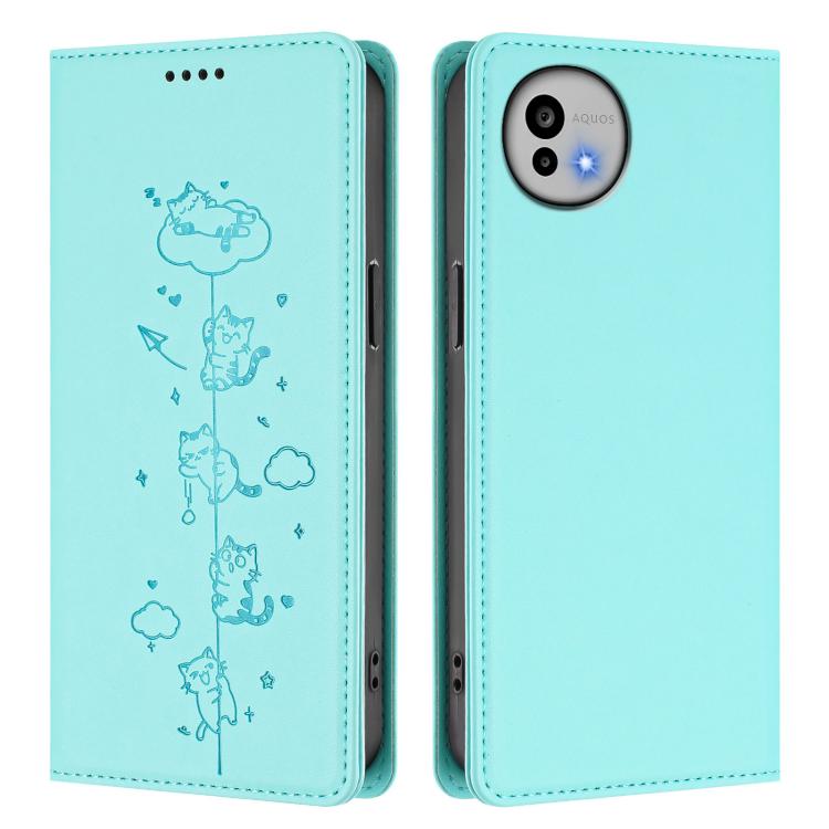 Cute Cats Embossed Magnetic RFID Vegan Leather Phone Case, For Sharp Aquos wish6, For Sharp Aquos R11, For Sharp Aquos Sense10 / Sense9, For Sharp Aquos R10, For Sharp Aquos Wish5, For Sharp Basio Active3, For Sharp Aquos Sense9 Plus                   ...