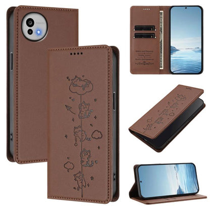 Cute Cats Embossed Magnetic RFID Vegan Leather Phone Case, For Sharp Aquos wish6, For Sharp Aquos R11, For Sharp Aquos Sense10 / Sense9, For Sharp Aquos R10, For Sharp Aquos Wish5, For Sharp Basio Active3, For Sharp Aquos Sense9 Plus                   ...