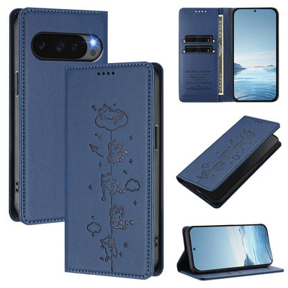 Cute Cats Embossed Magnetic RFID Vegan Leather Phone Case, For Google Pixel 11 Pro XL, For Google Pixel 11 Pro / Pixel 11, For Google Pixel 10a, For Google Pixel 10 Pro XL / Pixel 9 Pro XL, For Google Pixel 10 / 10 Pro / Pixel 9 / 9 Pro                ...