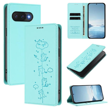 Cute Cats Embossed Magnetic RFID Vegan Leather Phone Case, For Google Pixel 11 Pro XL, For Google Pixel 11 Pro / Pixel 11, For Google Pixel 10a, For Google Pixel 10 Pro XL / Pixel 9 Pro XL, For Google Pixel 10 / 10 Pro / Pixel 9 / 9 Pro                ...