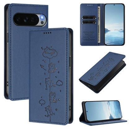 Cute Cats Embossed Magnetic RFID Vegan Leather Phone Case, For Google Pixel 11 Pro XL, For Google Pixel 11 Pro / Pixel 11, For Google Pixel 10a, For Google Pixel 10 Pro XL / Pixel 9 Pro XL, For Google Pixel 10 / 10 Pro / Pixel 9 / 9 Pro                ...