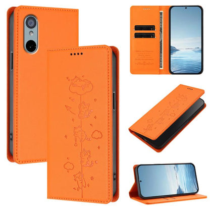Cute Cats Embossed Magnetic RFID Vegan Leather Phone Case, For Fujitsu Arrows We3, For Fujitsu FCNT RakuRaku F-53E, For Fujitsu Arrows We2, For Fujitsu Arrows We2 Plus