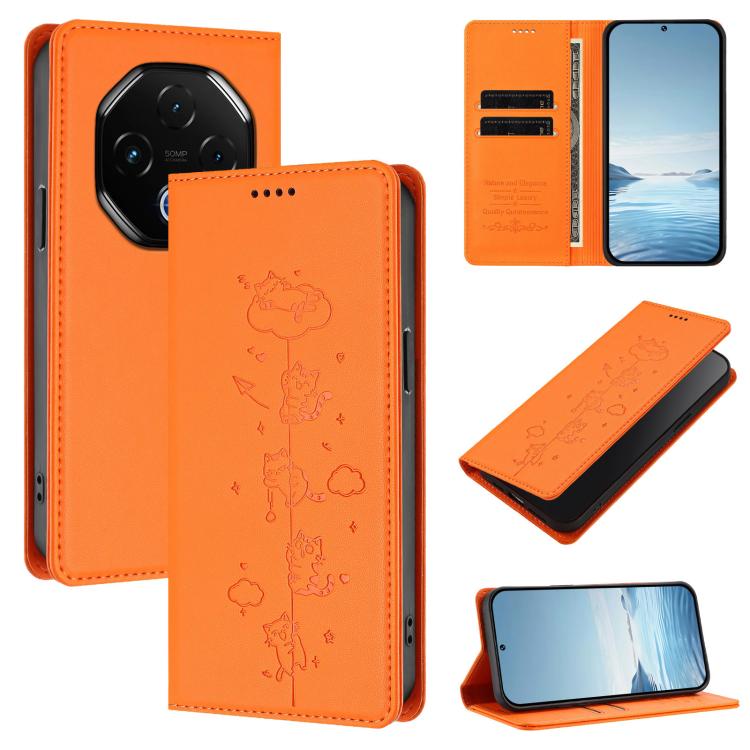 Cute Cats Embossed Magnetic RFID Vegan Leather Phone Case, For Umidigi G100x 5G / Note 100x 5G / G9X, For Umidigi G100 Pro, For Umidigi G100, For Umidigi Note 100 4G / 5G, For Umidigi Note 90, For Umidigi A15 / A15C / A15T, For Umidigi G9 5G / Note 9 5G