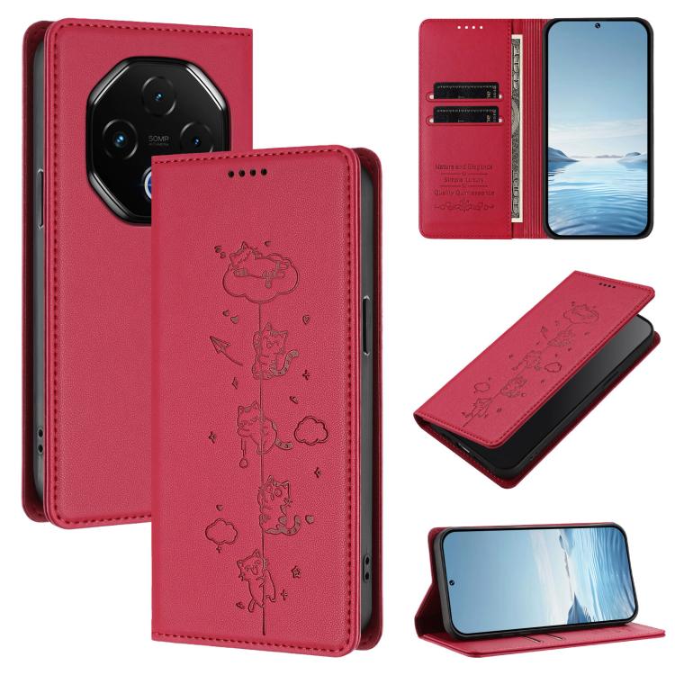Cute Cats Embossed Magnetic RFID Vegan Leather Phone Case, For Umidigi G100x 5G / Note 100x 5G / G9X, For Umidigi G100 Pro, For Umidigi G100, For Umidigi Note 100 4G / 5G, For Umidigi Note 90, For Umidigi A15 / A15C / A15T, For Umidigi G9 5G / Note 9 5G