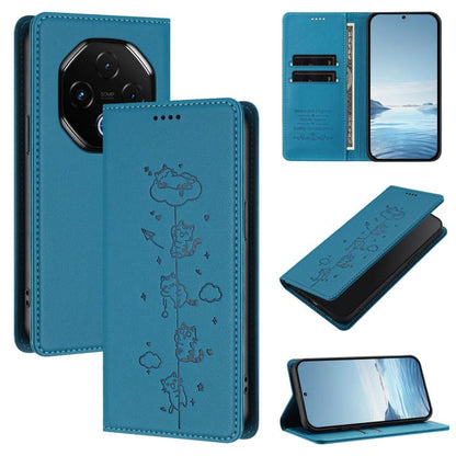 Cute Cats Embossed Magnetic RFID Vegan Leather Phone Case, For Umidigi G100x 5G / Note 100x 5G / G9X, For Umidigi G100 Pro, For Umidigi G100, For Umidigi Note 100 4G / 5G, For Umidigi Note 90, For Umidigi A15 / A15C / A15T, For Umidigi G9 5G / Note 9 5G