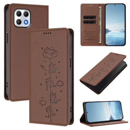 Cute Cats Embossed Magnetic RFID Vegan Leather Phone Case, For T-Mobile REVVL 8 Pro 5G / T Phone 3 Pro 5G, For T-Mobile REVVL 8 5G / T Phone 3, For T-Mobile REVVL 7 Pro 5G / T Phone 2 Pro 5G, For T-Mobile REVVL 7 5G / T Phone 2 5G