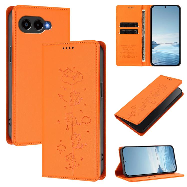 Cute Cats Embossed Magnetic RFID Vegan Leather Phone Case, For T-Mobile REVVL 8 Pro 5G / T Phone 3 Pro 5G, For T-Mobile REVVL 8 5G / T Phone 3, For T-Mobile REVVL 7 Pro 5G / T Phone 2 Pro 5G, For T-Mobile REVVL 7 5G / T Phone 2 5G