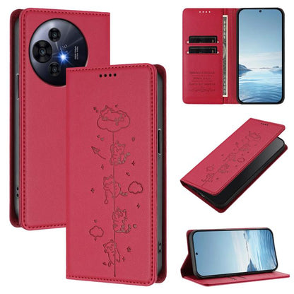 Cute Cats Embossed Magnetic RFID Vegan Leather Phone Case, For TCL K70 4G / K70 Power 4G, For TCL NxtPaper 70 Pro 5G, For TCL K32 5G / K33 5G, For TCL NxtPaper 60 Ultra 5G, For TCL 60 SE NxtPaper 5G, For TCL 50 LE / TCL K23 / TCL K24                   ...