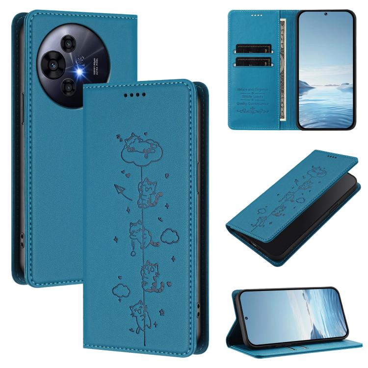 Cute Cats Embossed Magnetic RFID Vegan Leather Phone Case, For TCL K70 4G / K70 Power 4G, For TCL NxtPaper 70 Pro 5G, For TCL K32 5G / K33 5G, For TCL NxtPaper 60 Ultra 5G, For TCL 60 SE NxtPaper 5G, For TCL 50 LE / TCL K23 / TCL K24                   ...