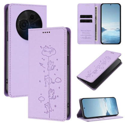 Cute Cats Embossed Magnetic RFID Vegan Leather Phone Case, For TCL K70 4G / K70 Power 4G, For TCL NxtPaper 70 Pro 5G, For TCL K32 5G / K33 5G, For TCL NxtPaper 60 Ultra 5G, For TCL 60 SE NxtPaper 5G, For TCL 50 LE / TCL K23 / TCL K24                   ...