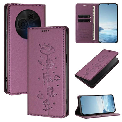 Cute Cats Embossed Magnetic RFID Vegan Leather Phone Case, For TCL K70 4G / K70 Power 4G, For TCL NxtPaper 70 Pro 5G, For TCL K32 5G / K33 5G, For TCL NxtPaper 60 Ultra 5G, For TCL 60 SE NxtPaper 5G, For TCL 50 LE / TCL K23 / TCL K24                   ...