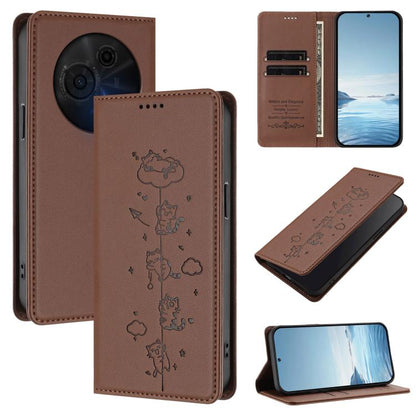 Cute Cats Embossed Magnetic RFID Vegan Leather Phone Case, For TCL K70 4G / K70 Power 4G, For TCL NxtPaper 70 Pro 5G, For TCL K32 5G / K33 5G, For TCL NxtPaper 60 Ultra 5G, For TCL 60 SE NxtPaper 5G, For TCL 50 LE / TCL K23 / TCL K24                   ...